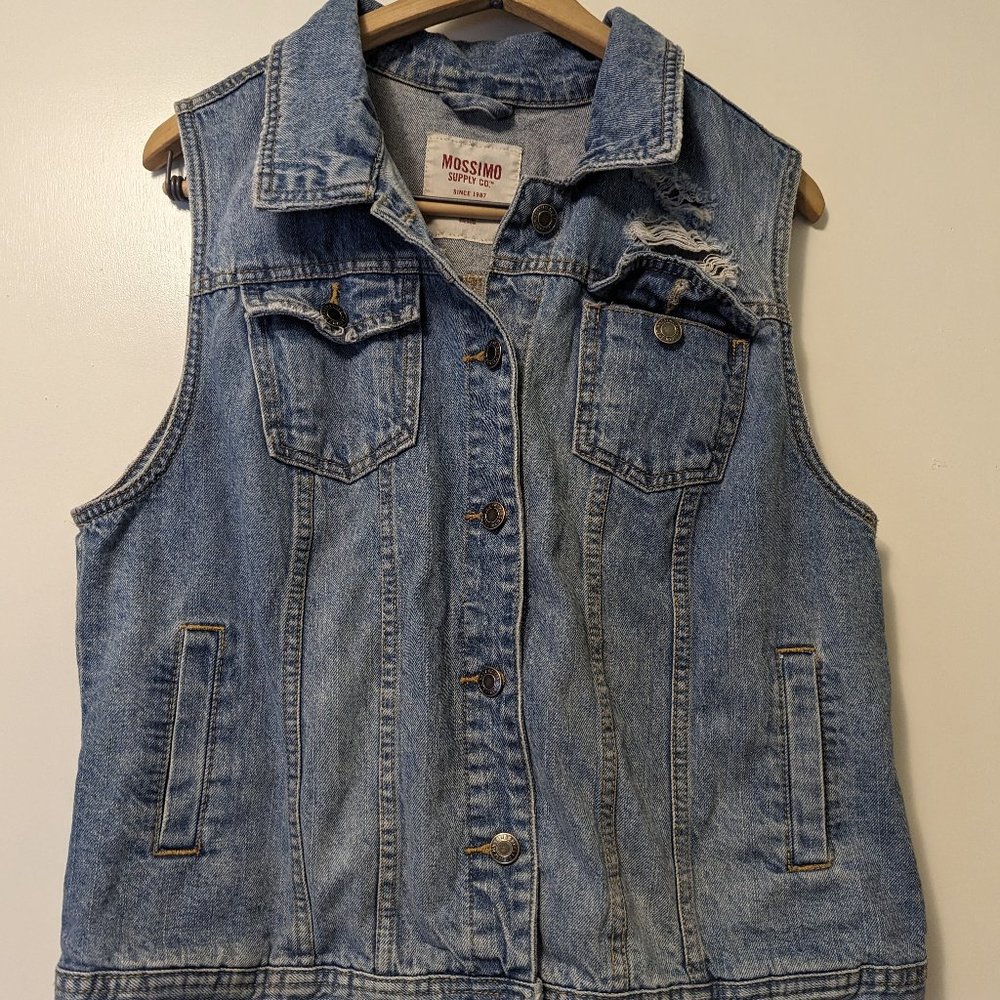 Mossimo Denim Jean Vest Button Down Sleeveless Women’s Size XXL Blue Pockets
